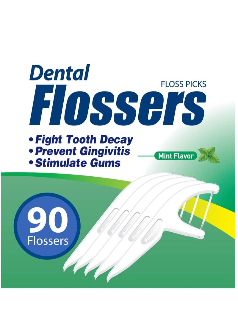 PURE AID Dental Flossers Mint Flavor 90 Ct