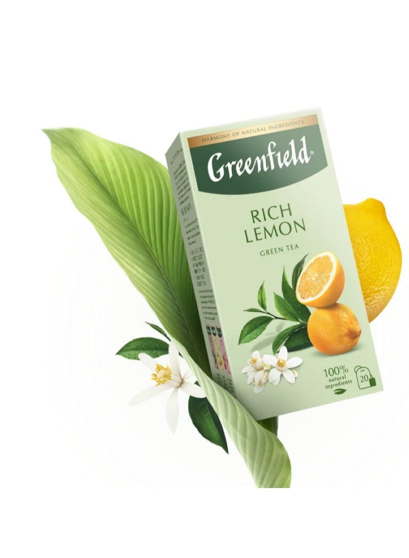 Rich Lemon Green Tea 20 Bags - Greenfield