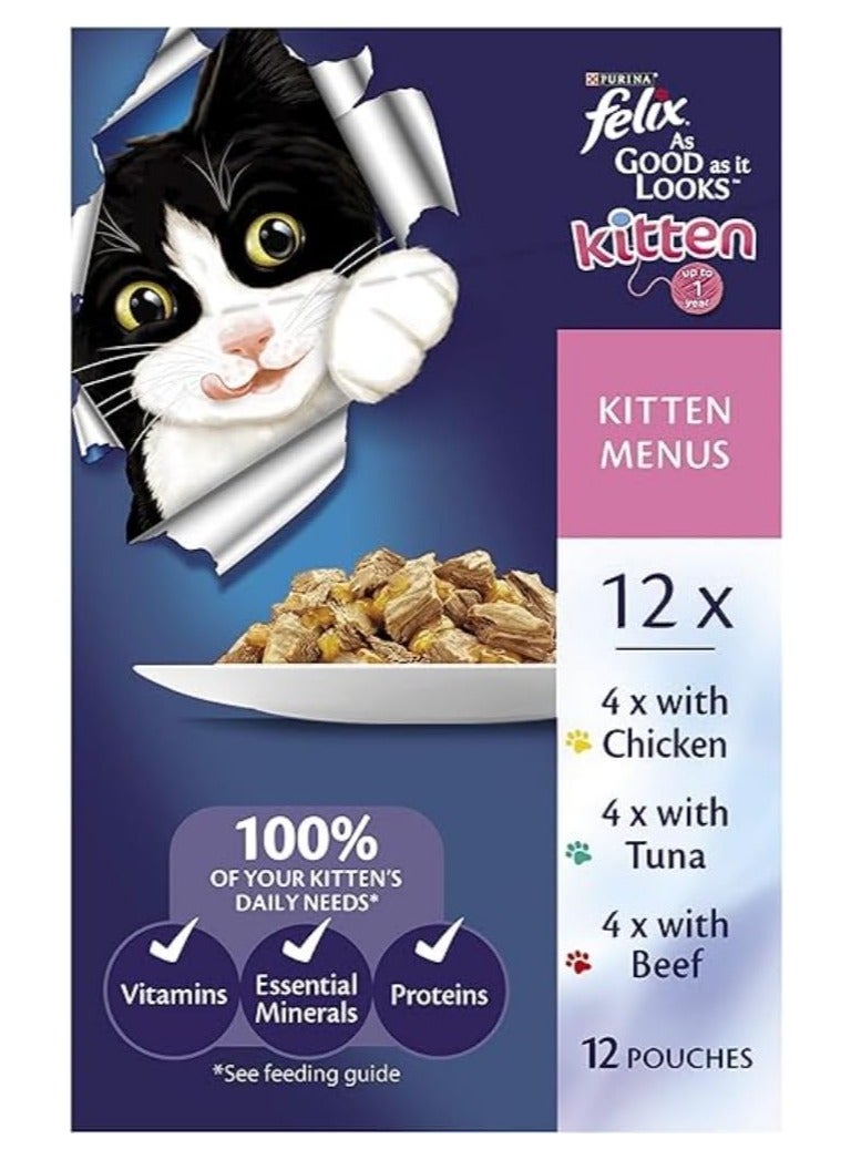 PURINA Felix Kitten Menus in Jelly Pouch Wet Food