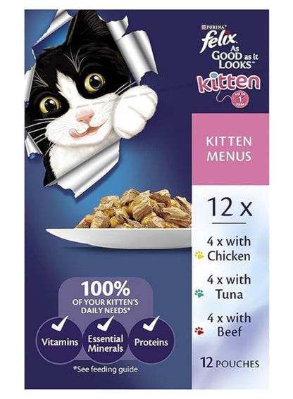 PURINA Felix Kitten Menus in Jelly Pouch Wet Food