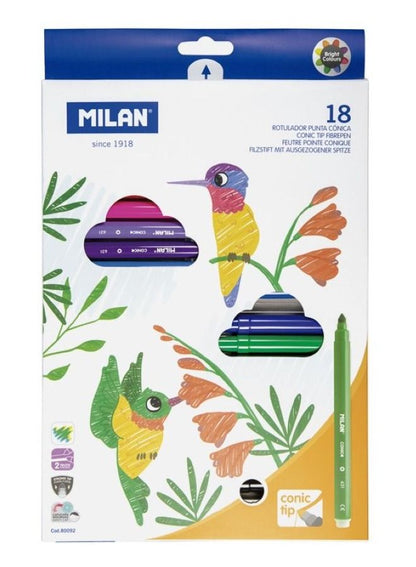 MILAN Conic Tip Fibrepen Set - 18 Pieces