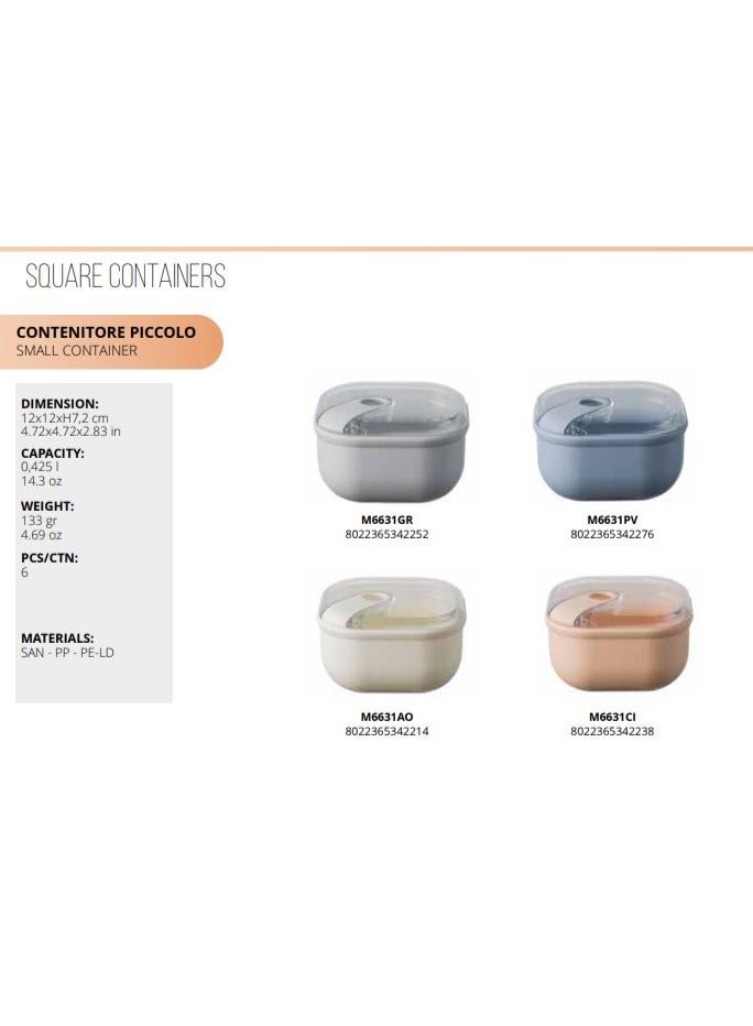 OMADA Airtight Lid Container 425 ML Assorted Colors