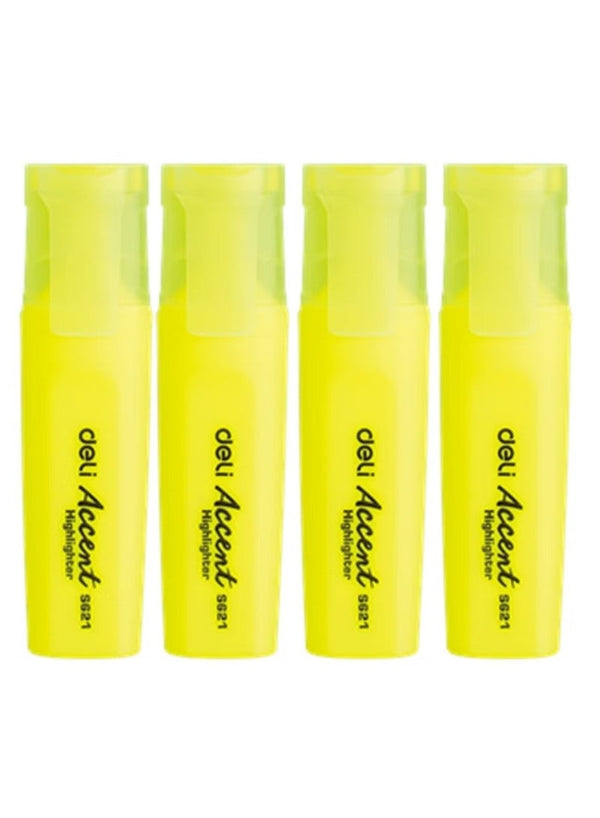 Deli Highlighter Yellow 4 Piece Set