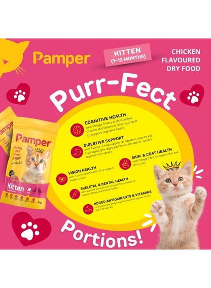 Pamper Kitten Dry Food 1Kg - Premium Pet Nutrition