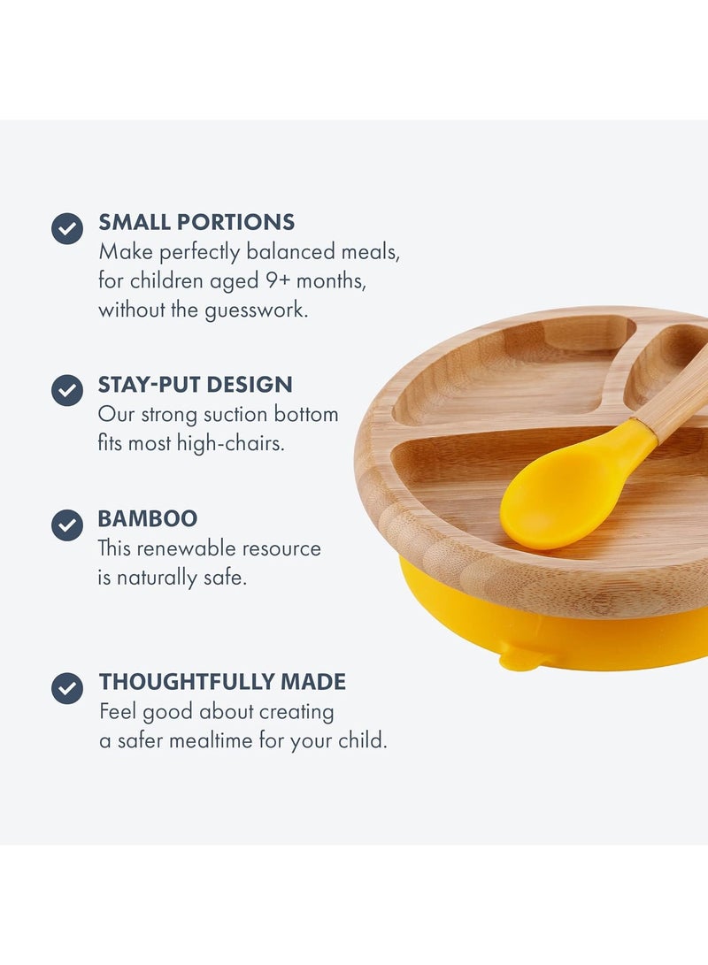Avanchy Bamboo Suction Plate + Spoon Pink