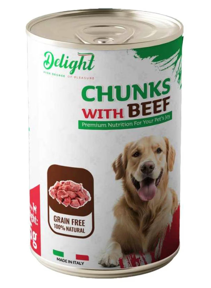 Delight Chunks With Beef Adult Dog Food Can 415G