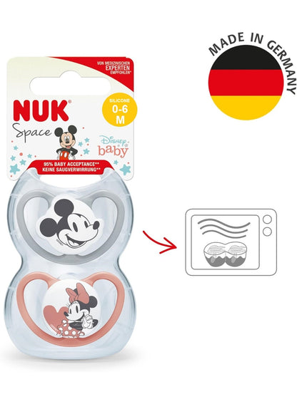 0-6 months, 2-pieces 0-6, 2-pieces 0-6 months, baby care, fit cute, mickey soother, mickey soother 2-pieces, nuk, sensitive skin, silicone, skin dry, soother 2-pieces, soother 2-pieces 0-6, space mickey, space mickey soother