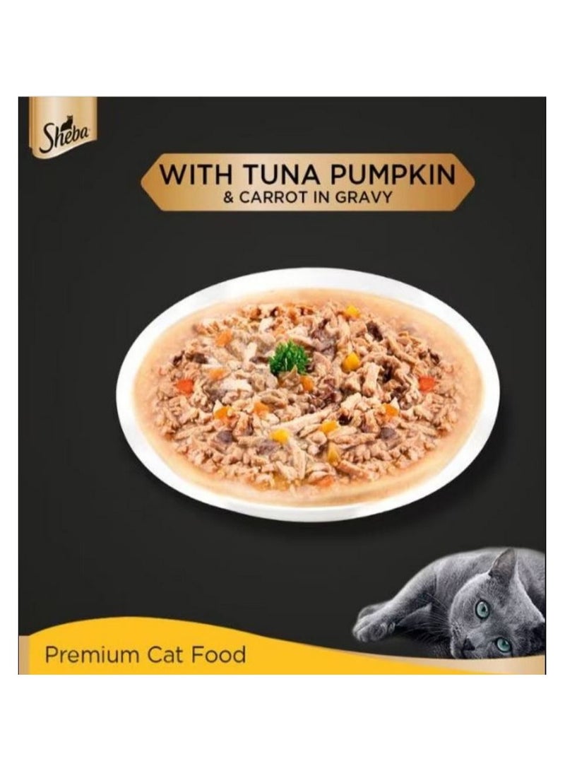 Sheba Tuna Pumpkin Carrot Cat Food Pouch - 12 Pack
