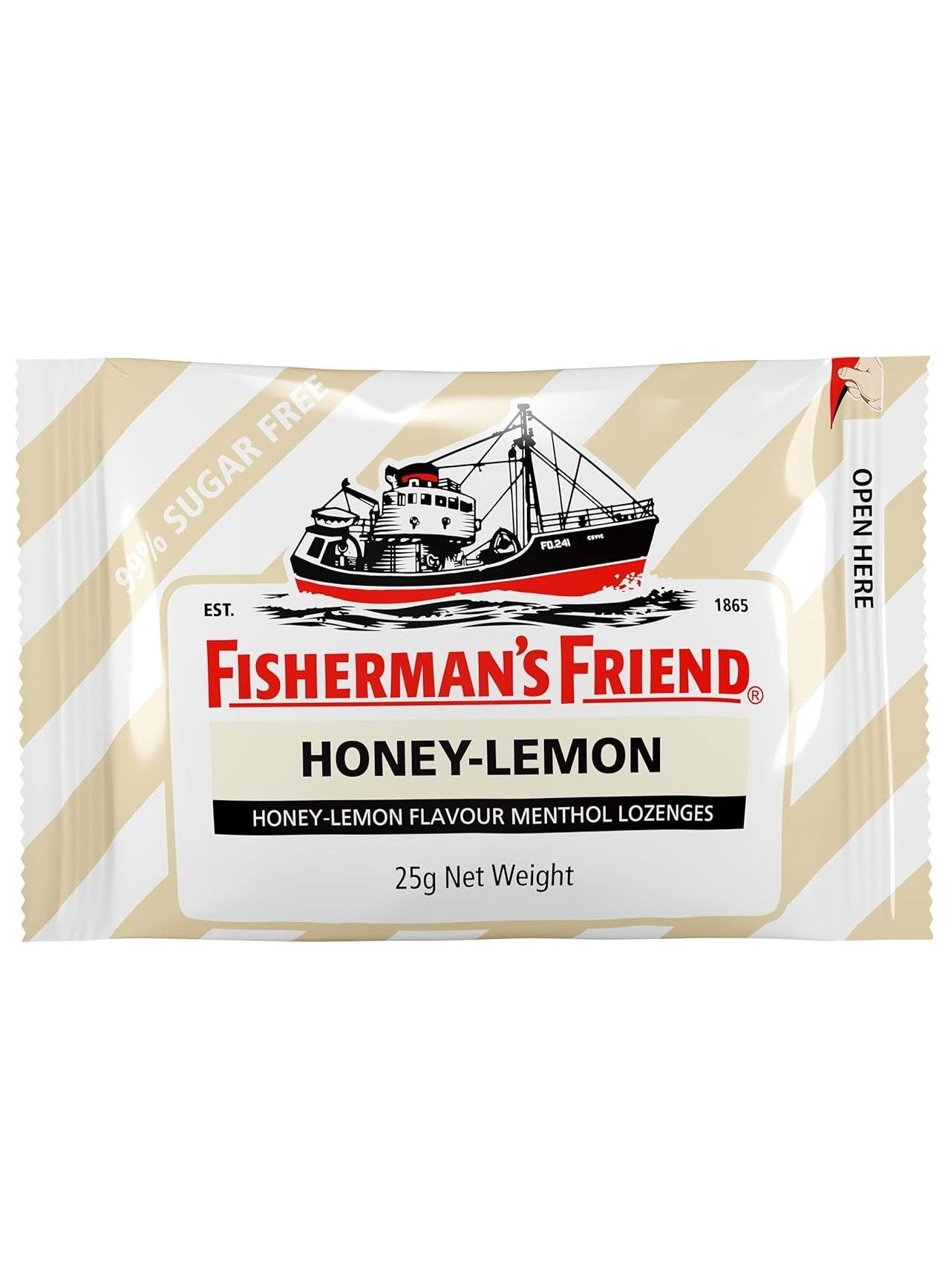 fisherman s friend, flavour lozenges, free honey, free honey lemon, honey lemon, honey lemon menthol, lemon menthol, lemon menthol flavour, menthol flavour, menthol flavour lozenges, per 100g, sugar free, sugar free honey, sugar per