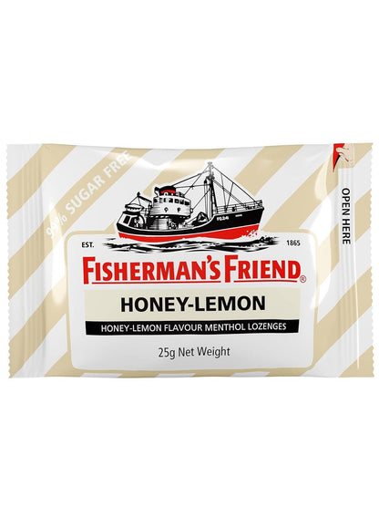 fisherman s friend, flavour lozenges, free honey, free honey lemon, honey lemon, honey lemon menthol, lemon menthol, lemon menthol flavour, menthol flavour, menthol flavour lozenges, per 100g, sugar free, sugar free honey, sugar per