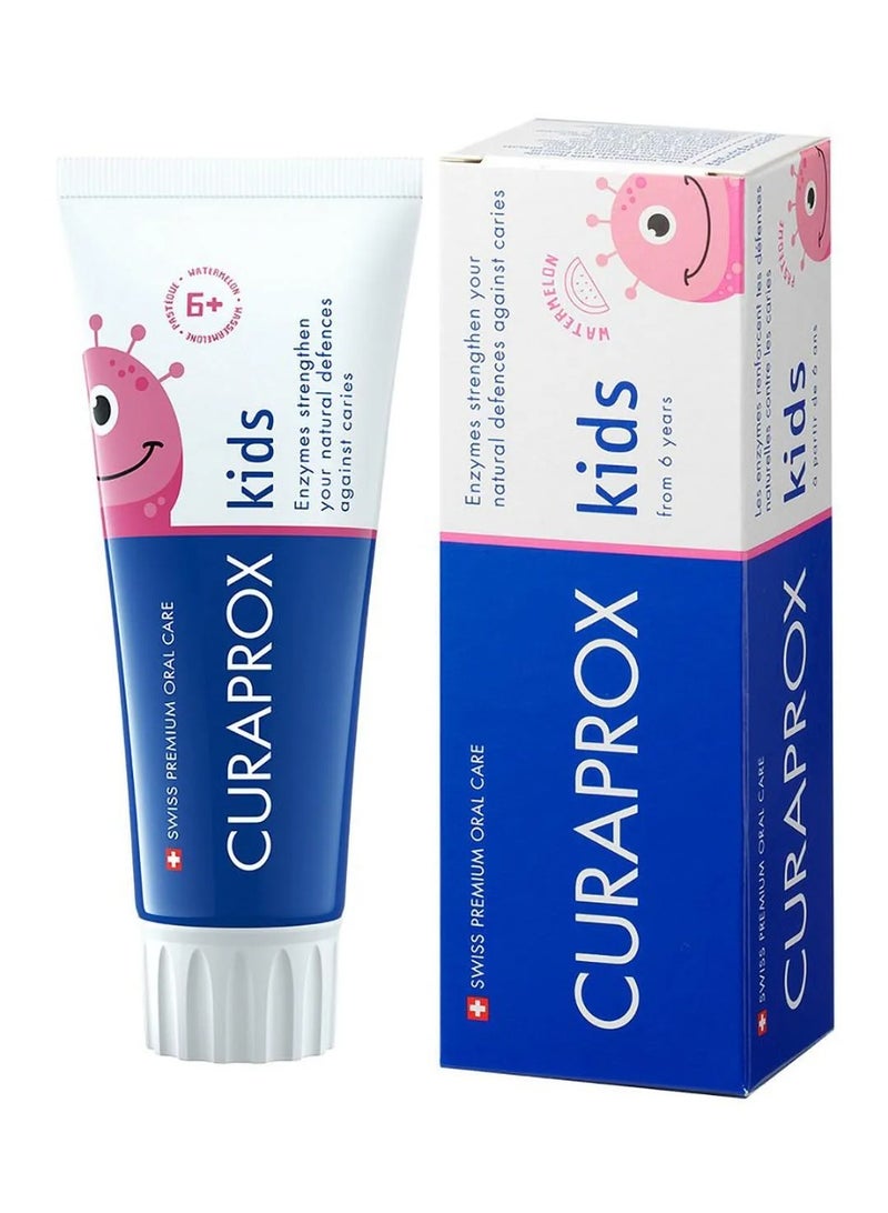 CURAPROX Kids Children Watermelon Toothpaste Fluoride Protection Fruity Flavour Gentle On Teeth & Gums 6 Years+ 60 ML