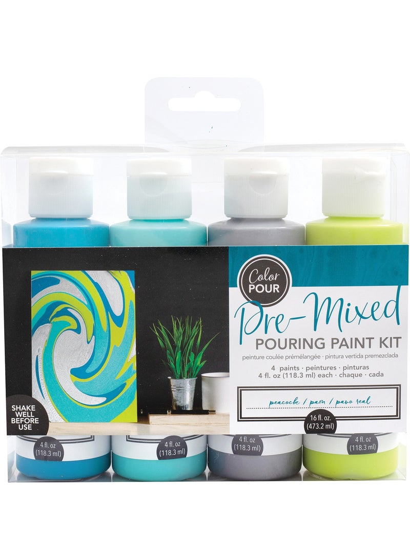 Color POUR Pouring Paint Kit 4 Pkg Peacock