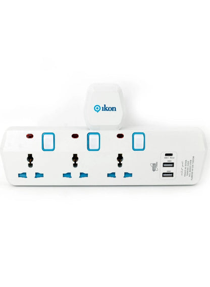 Ikon 4 Way T Socket Multi Adapter - Ikon
