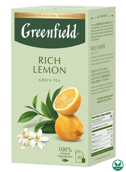 Rich Lemon Green Tea 20 Bags - Greenfield