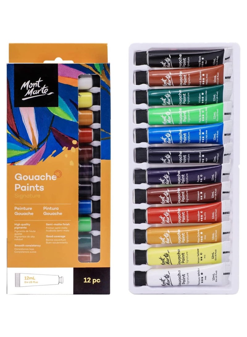 Mont Marte Gouache Paints Set - 12 Pcs
