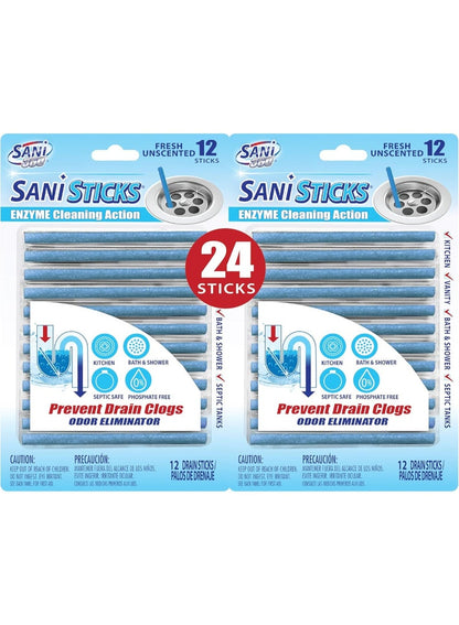 Sani Sticks Drain Cleaner 24 Count - Sani Sticks