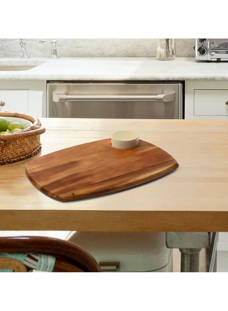 BILLI Wooden Serving Board With Ceramic Bowl