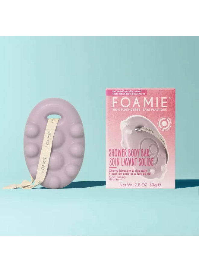 blossom rice, blossom rice milk, body bar, cherry blossom, cherry blossom rice, foamie, free 80g, hydratant plastic, milk moisturizing, plastic free, plastic free 80g, rice milk, rice milk moisturizing, shower body, shower body bar