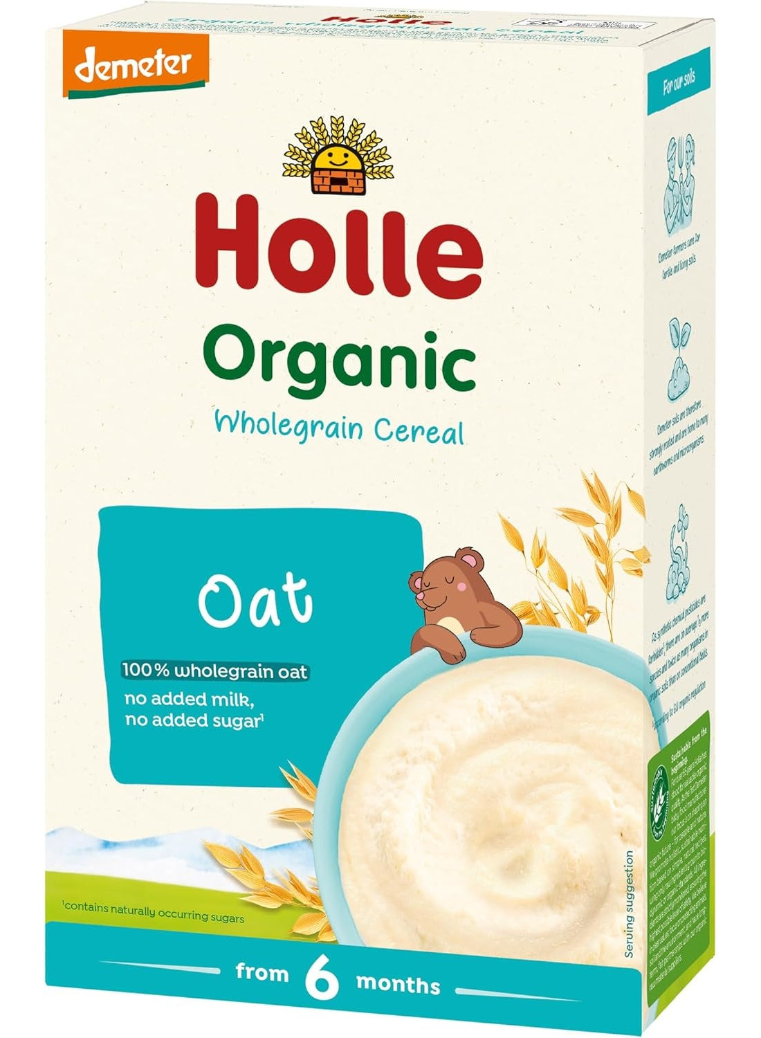 baby key, flaky form, holle, mixed diet, months 250g, natural ingredients, oats cereal, oats usage, organic wholegrain, organic wholegrain oats, stir well, sugar-free, usual add, wholegrain oats, wholegrain oats cereal