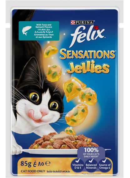 FELIX Sensations Jellies Chicken & Spinach Wet Cat Food