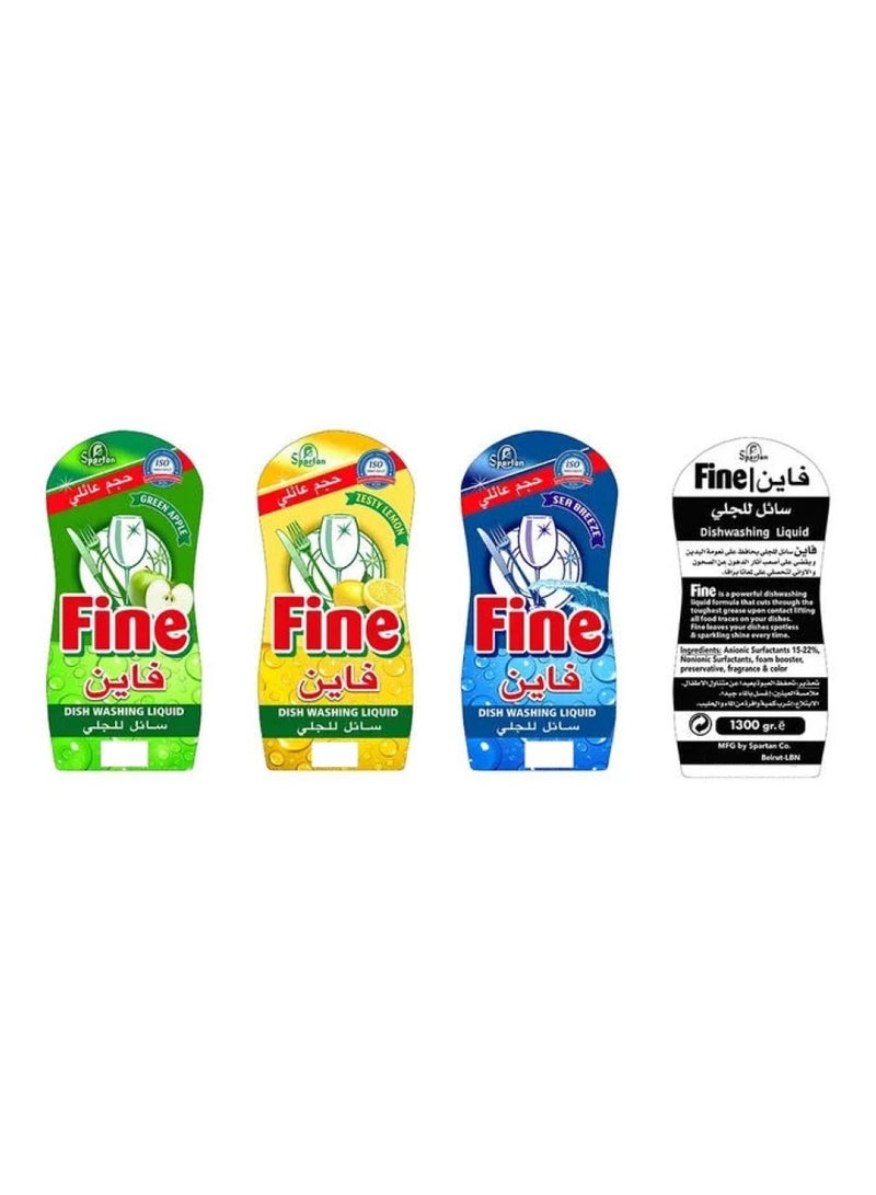 Spartan Fine Dishwashing Liquid Green Apple 1300 ML