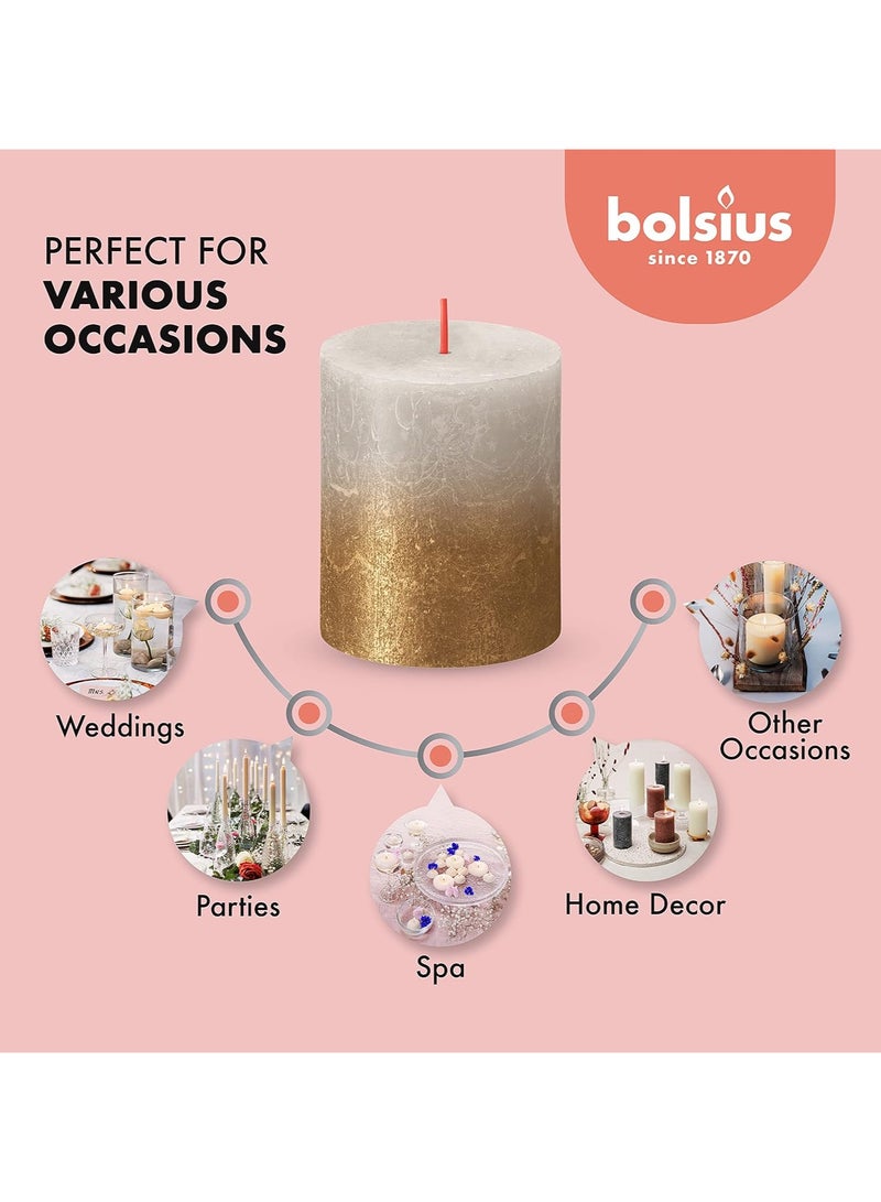 BOLSIUS Sunset Pillar Candle Gold and White