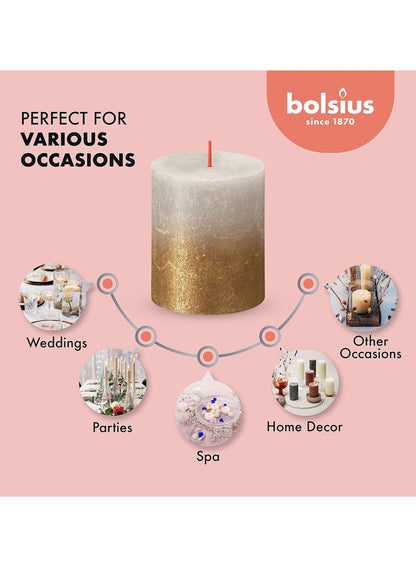 BOLSIUS Sunset Pillar Candle Gold and White
