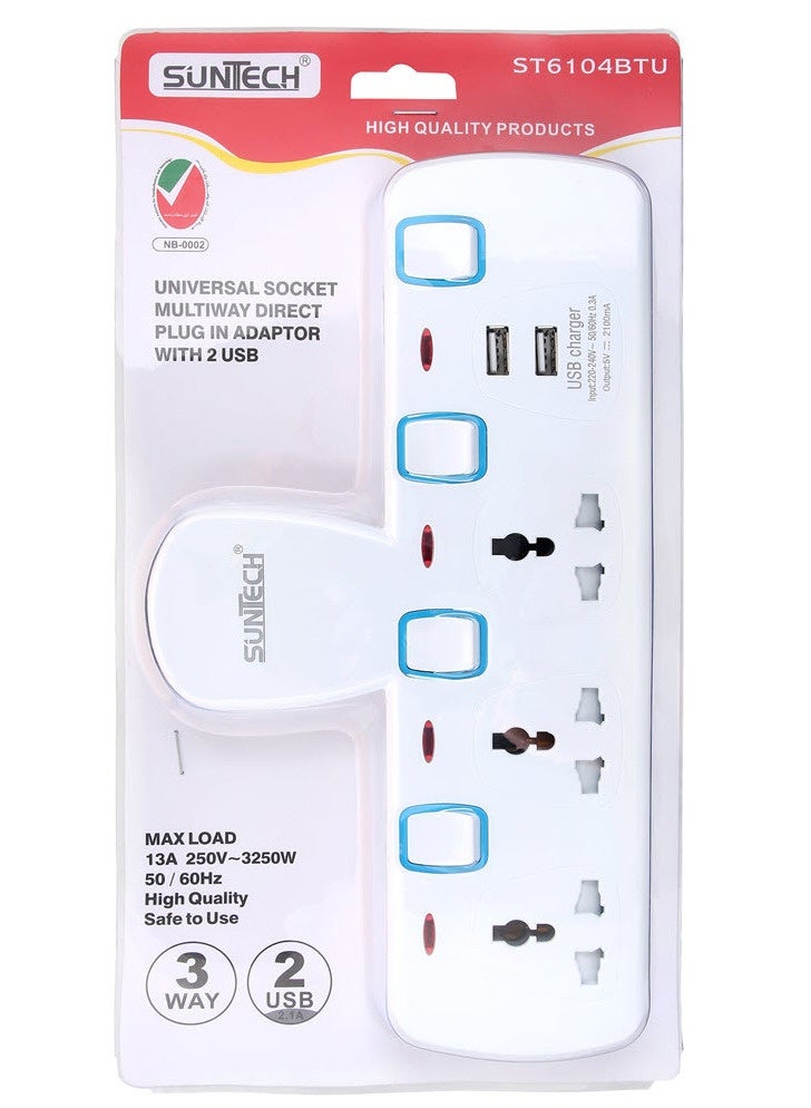 Suntech 3-Way Universal T-Socket with USB