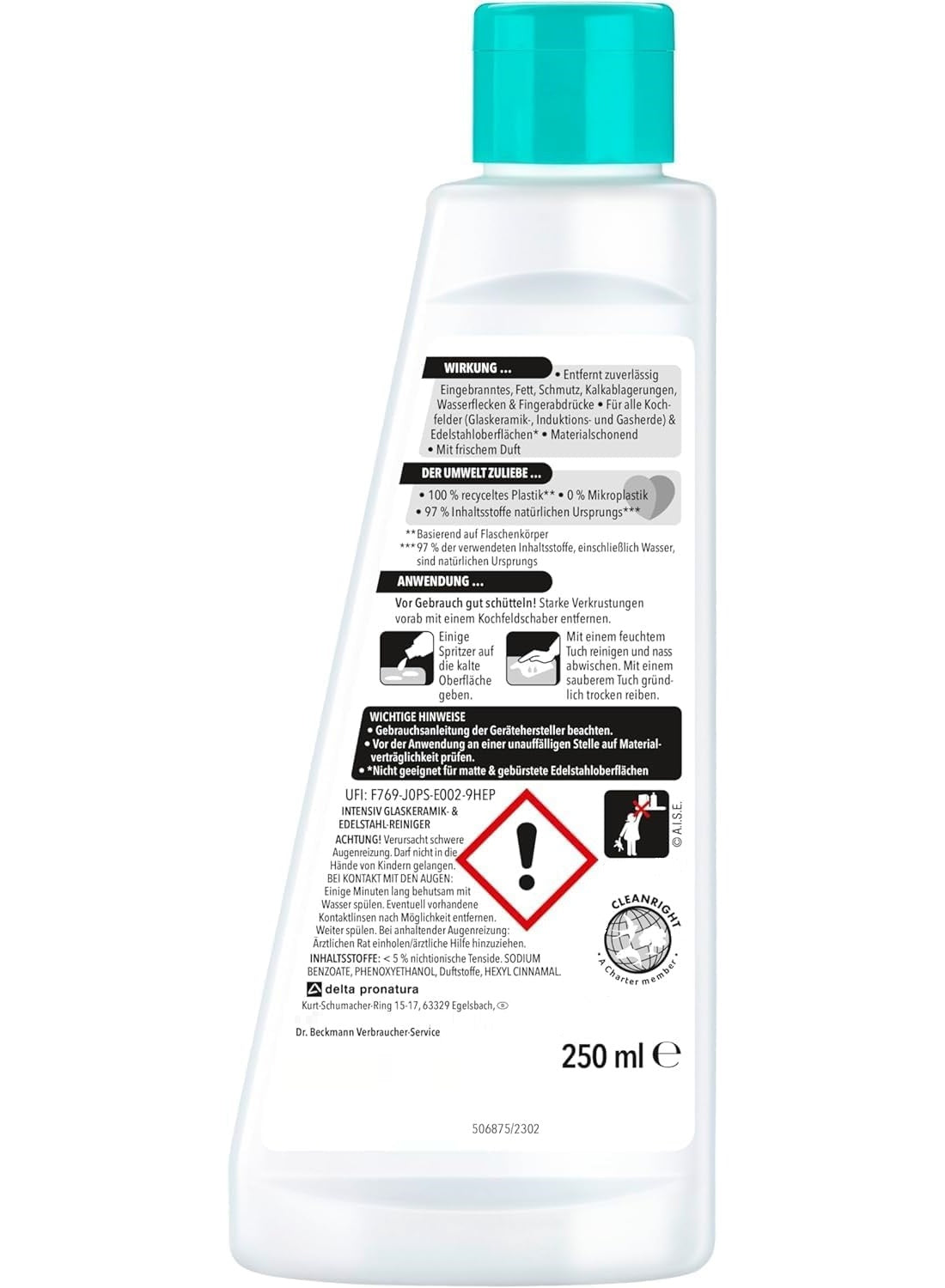 adds shine, damp cloth, dr beckmann, fresh scent, gas hobs, grease dirt, hob stainless, hob stainless steel, intensive hob, intensive hob stainless, natural ingredients, stainless steel, stainless steel cleaner, steel cleaner, wipe clean