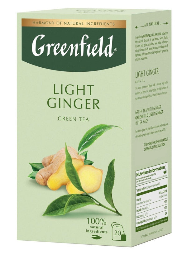 Greenfield Light Ginger Green Tea - 20 Tea Bags