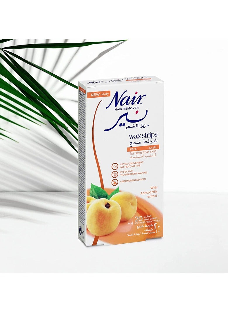 Nair Apricot Facial Wax Strips for Sensitive Skin