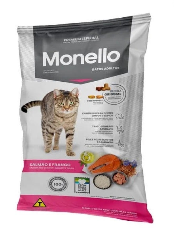 Premium MONELLO Adult Cat Food Salmon & Chicken 1 Kg