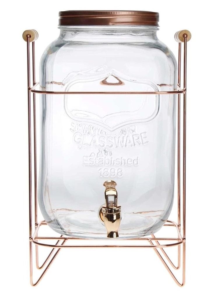 Home Kraft Glass Dispenser with Rose Gold Stand
