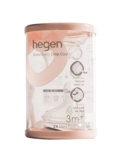 Hegen Teat Medium Flow 2 Pack for 3 to 6 Months