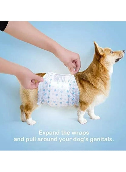 Pet Soft Disposable Male Dog Wraps - 12 Pieces