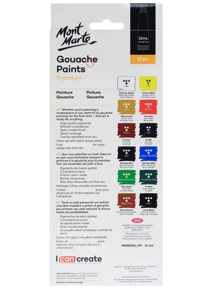 Mont Marte 12Pc Gouache Paints Set