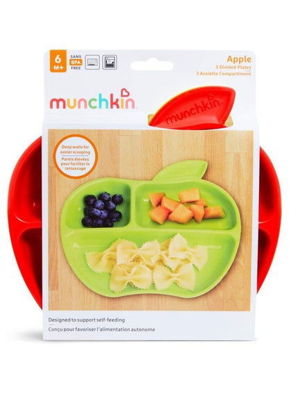 Munchkin Little Apples Divided Plate Pack of 3