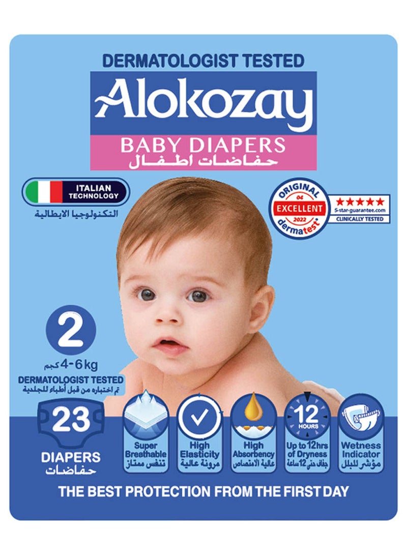 Alokozay Premium Baby Diapers Size 2, 23 Pcs