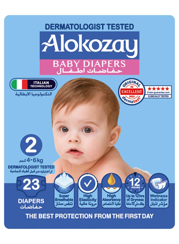 Alokozay Premium Baby Diapers Size 2, 23 Pcs