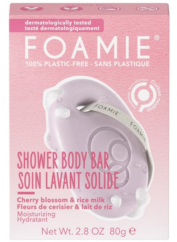 blossom rice, blossom rice milk, body bar, cherry blossom, cherry blossom rice, foamie, free 80g, hydratant plastic, milk moisturizing, plastic free, plastic free 80g, rice milk, rice milk moisturizing, shower body, shower body bar