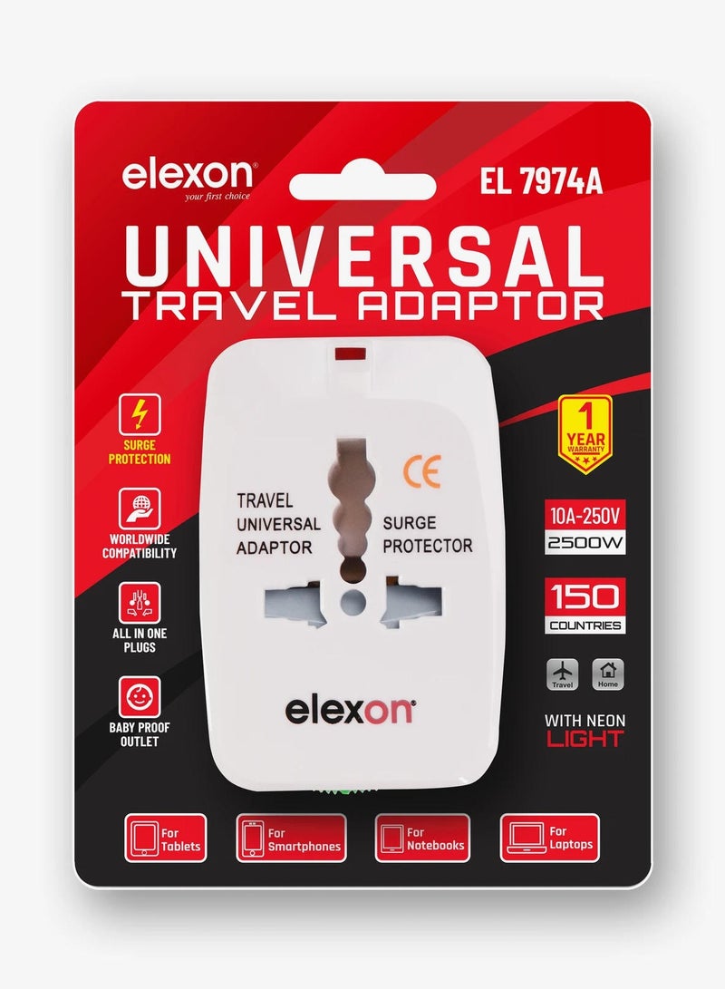 Elexon Universal Travel Adapter Surge Protector