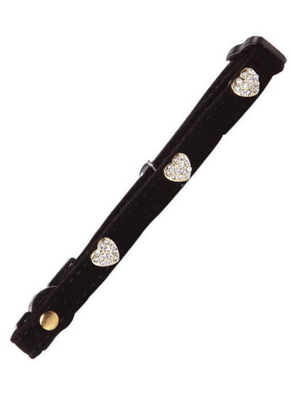 Pawise Cat Collar Diamond Heart Black Velvet