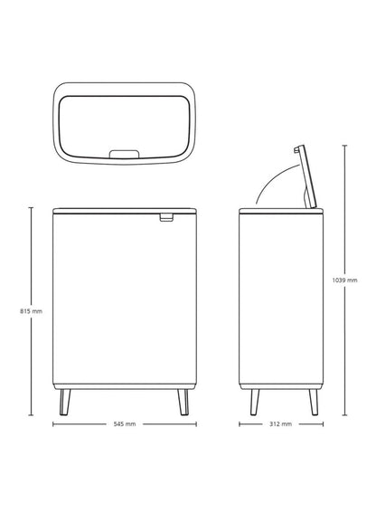 Brabantia Fingerprint Proof Touch Bin 60L Matt Steel