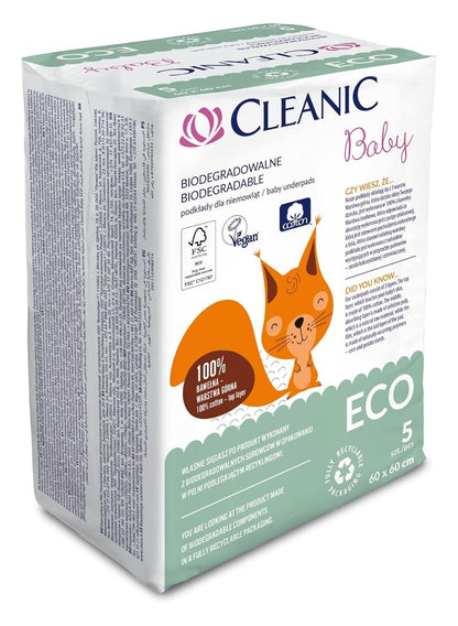 CLEANIC Biodegradable Baby Underpads - 5 Pieces