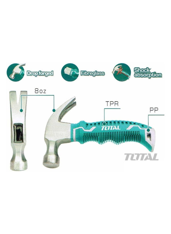TOTAL Mini Claw Hammer - Premium 8 Oz Tool