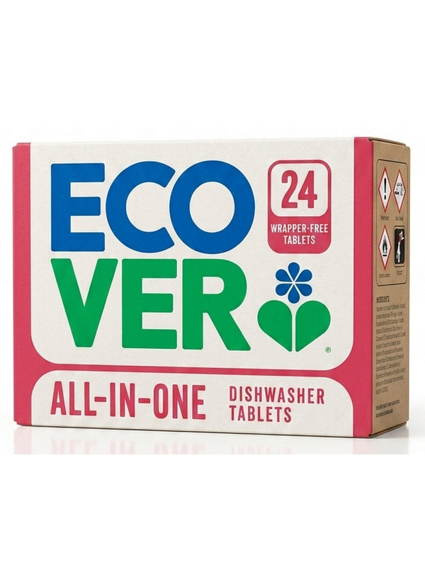 all-in-one dishwasher, all-in-one dishwasher tablets, box safety, dishwasher tablets, ecover, free all-in-one, free all-in-one dishwasher, impact low, note keep, plant-based, rinse aid, skin free, tabs tired, wrapper free, wrapper free all-in-one