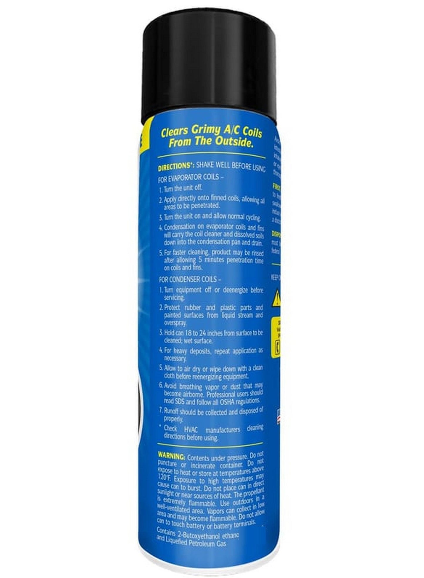 air dry, coil cleaner, cool dry, dirt dust, dirt grime, drain pan, dry place, evaporators condensers, foaming coil, foaming coil cleaner, heavy soil, hvac coil, instant power, mist turn, unit back