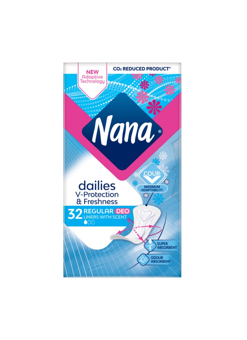 Nana Daily Deo Fresh Liners Normal Pads, 32 Count