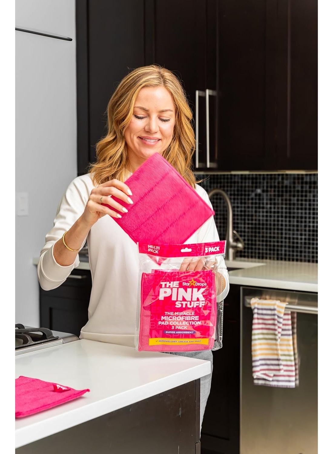 dry test, microfibre pad, microfibre pad collection, miracle microfibre, miracle microfibre pad, pad care, pad collection, pads make, pink stuff, pink stuff miracle, stainless steel, star drops, stuff miracle, stuff miracle microfibre, wipes key