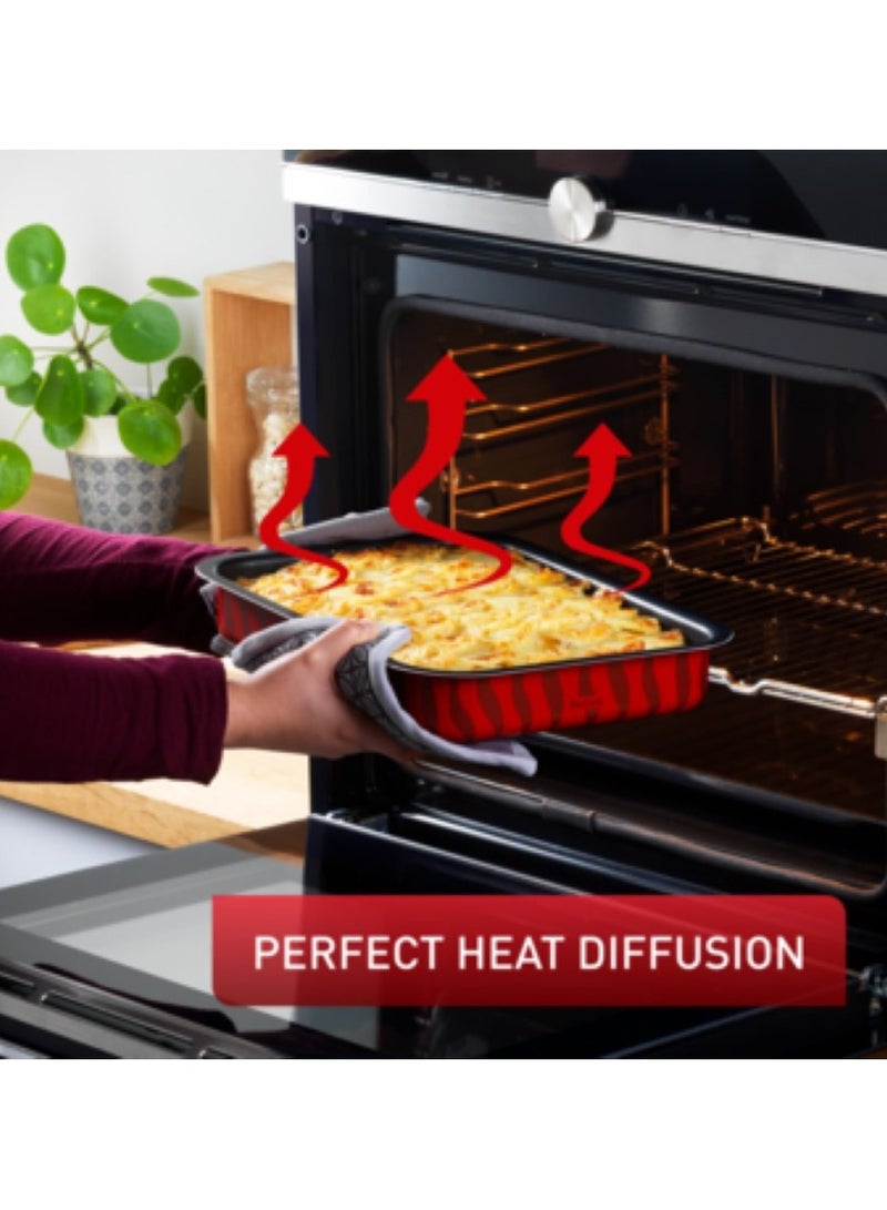 Tefal Tempo Flame Rectangular Oven Dish Red 29x41cm